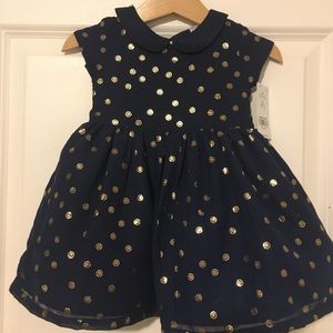 Carter’s Navy and Gold Polka Dot Baby Girl Dress